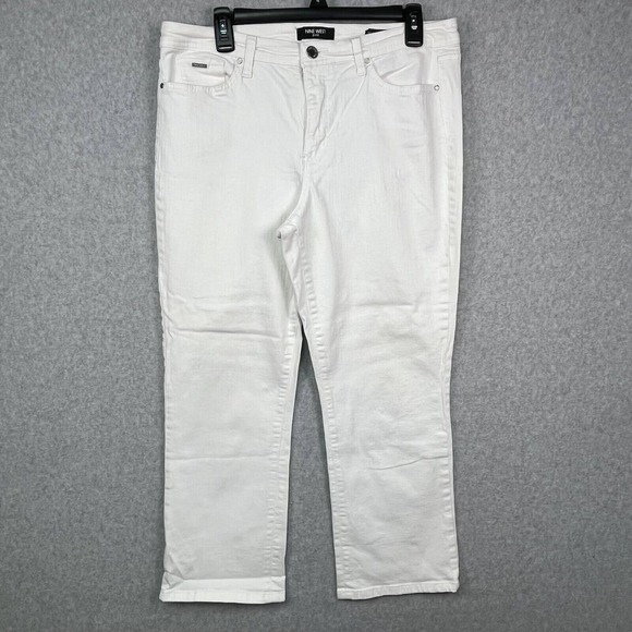 Nine West Capri Pants Women's 14 White Denim Belt Loop Taylor Cuffed 34x25 - Picture 1 of 15